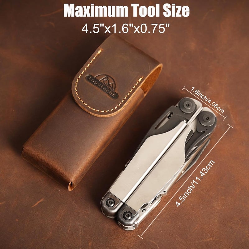 topstache Leather Multitool Sheath - Multitool Holster for Belt - Belt Loop Multitool Pouch - Magnetic Closure Tool Pouch Case, - Image 5